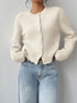 Chic Long Sleeved Knitted Cardigan Fashion Slim Solid Color Short Sweater For Women Clothing