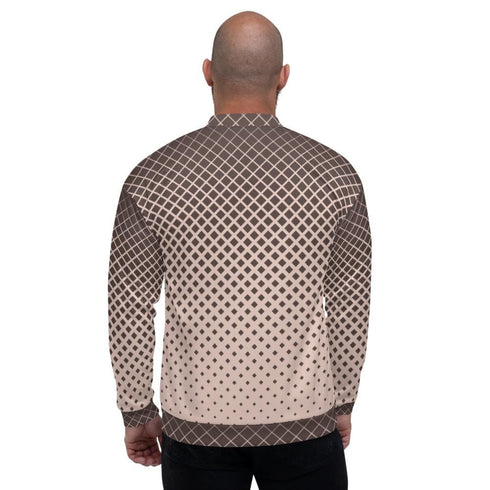 Bomber Jacket for Men - Burgundy Halftone Dotted Pattern