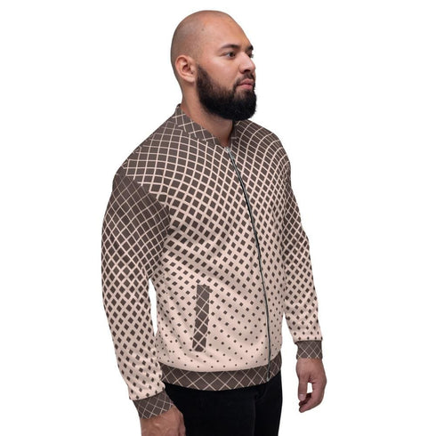 Bomber Jacket for Men - Burgundy Halftone Dotted Pattern