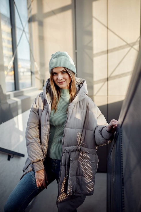 Women's cap with a turn-up, olive C74