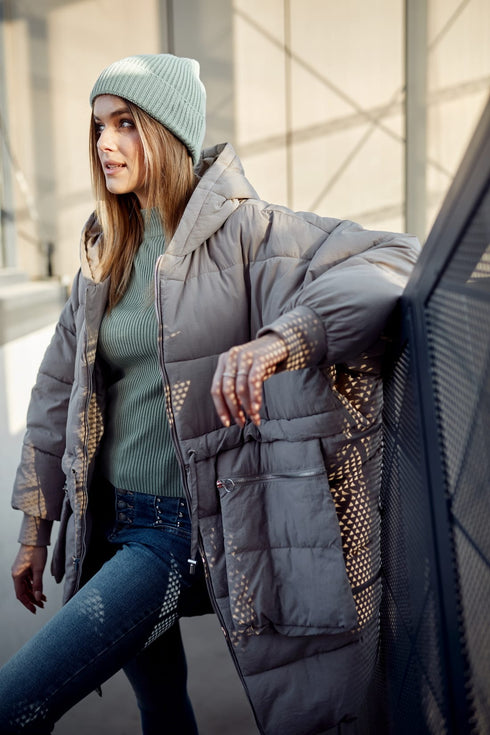 Women's cap with a turn-up, olive C74