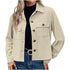 Corduroy Button Cropped Jacket For Women