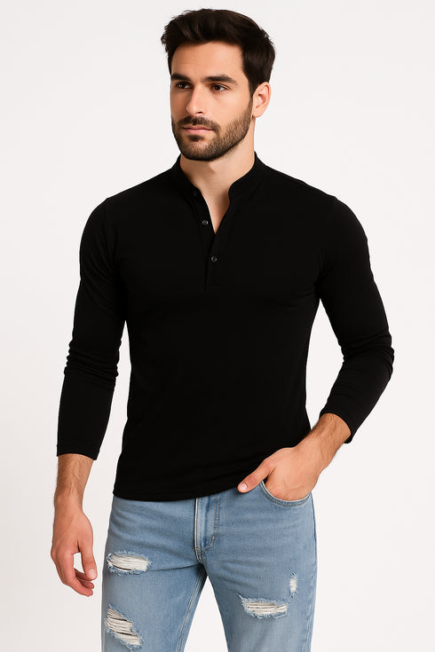 Men's Fashion Solid Color Long Sleeve O-neck T-shirts Mens