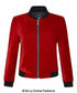 De La Creme - Womens Velvet Zip-Thru Varsity Bomber Jacket