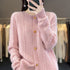 Round Neck Twisted Wool Flowery Jacket Women