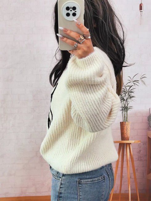 Bow Round Neck Long Sleeve Sweater