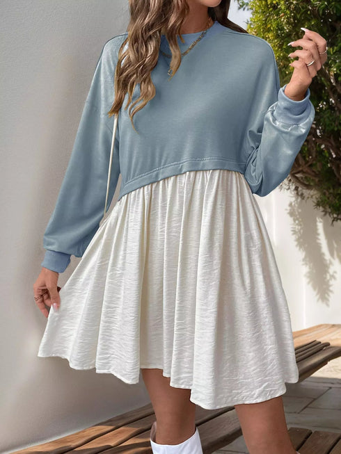 Two-Tone Dropped Shoulder Dress