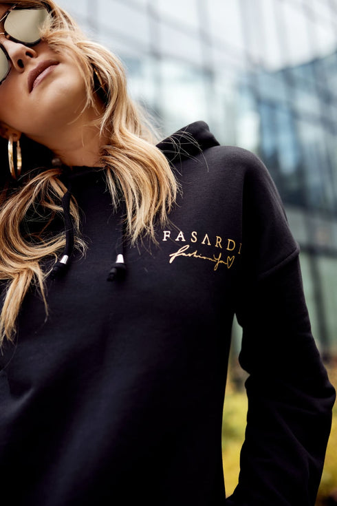 Women's cotton tracksuit set black FI730