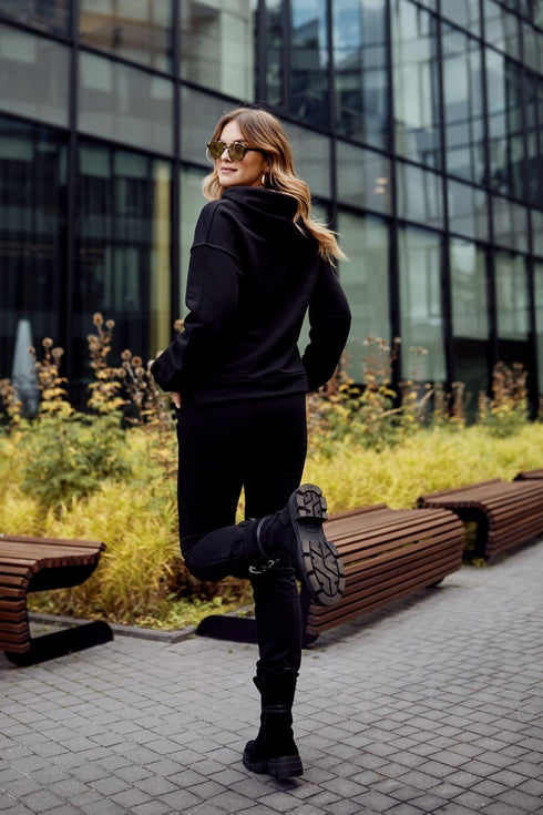 Women's cotton tracksuit set black FI730