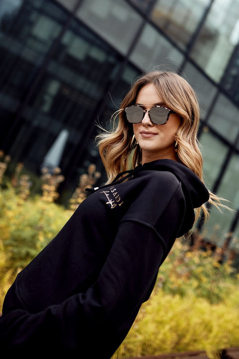 Women's cotton tracksuit set black FI730