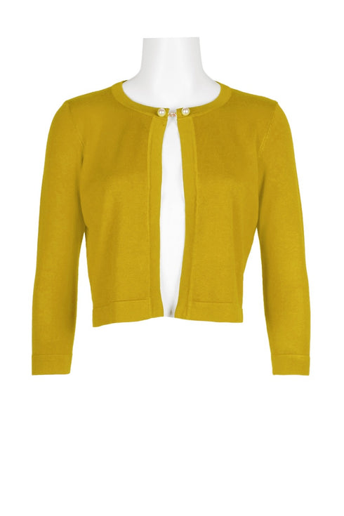 Nina Leonard Scoop Neck Chain Detail Long Sleeve Rayon Knit Jacket