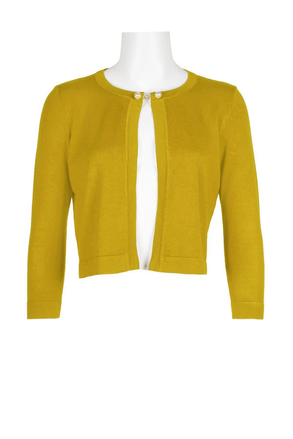 Nina Leonard Scoop Neck Chain Detail Long Sleeve Rayon Knit Jacket