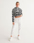 Womens Cropped Windbreaker Jacket - Black and White Leopard Print