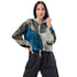Womens Cropped Windbreaker Jacket - Blue Grey Design